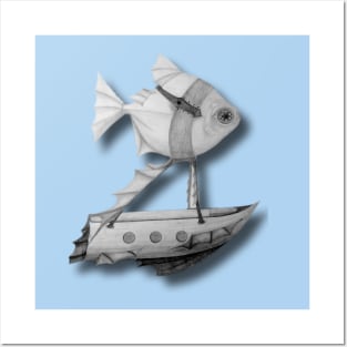 Steampunk Fish Airship Posters and Art